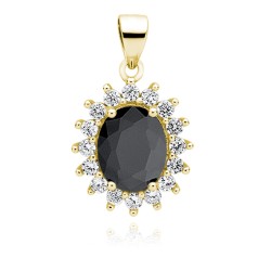 Pandantiv argint placat cu aur galben cu piatra neagra DiAmanti Z0685C1G_B-DIA (Argint 925‰ 3,2 g.)